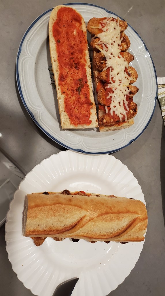 Vegan chicken parmesan sandwich